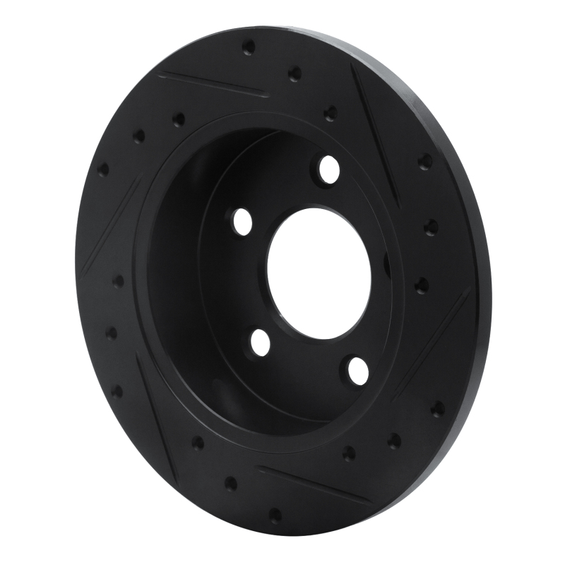 Ford Mustang Brake Rotor (1) - Rear Left - R1 Concepts - Drilled & Slotted - Black - `94-`04